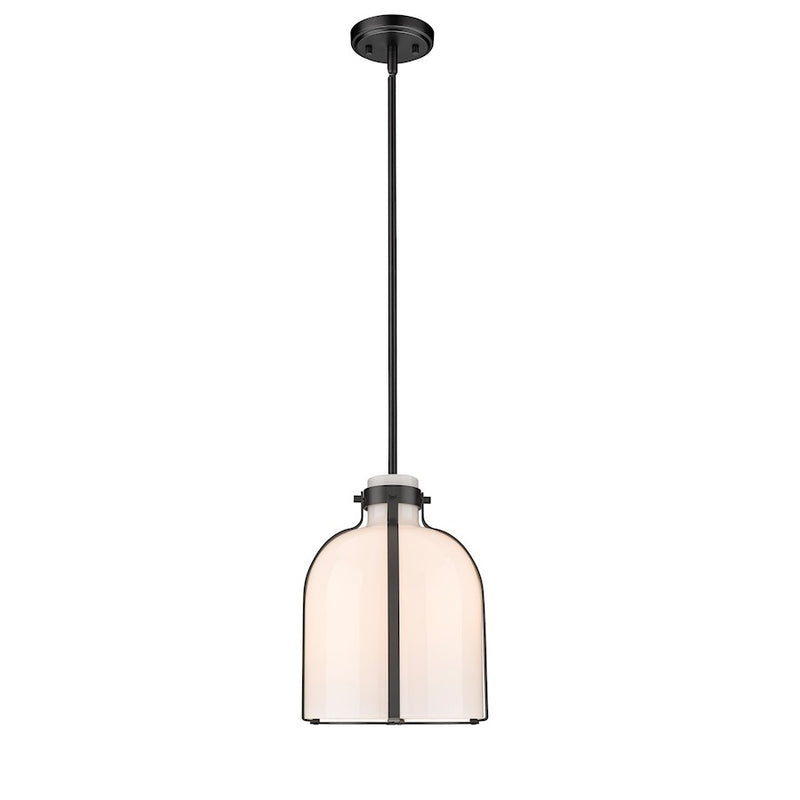 Z-Lite Pearson 1 Light 9.75" Chandelier, Matte Black/White Opal