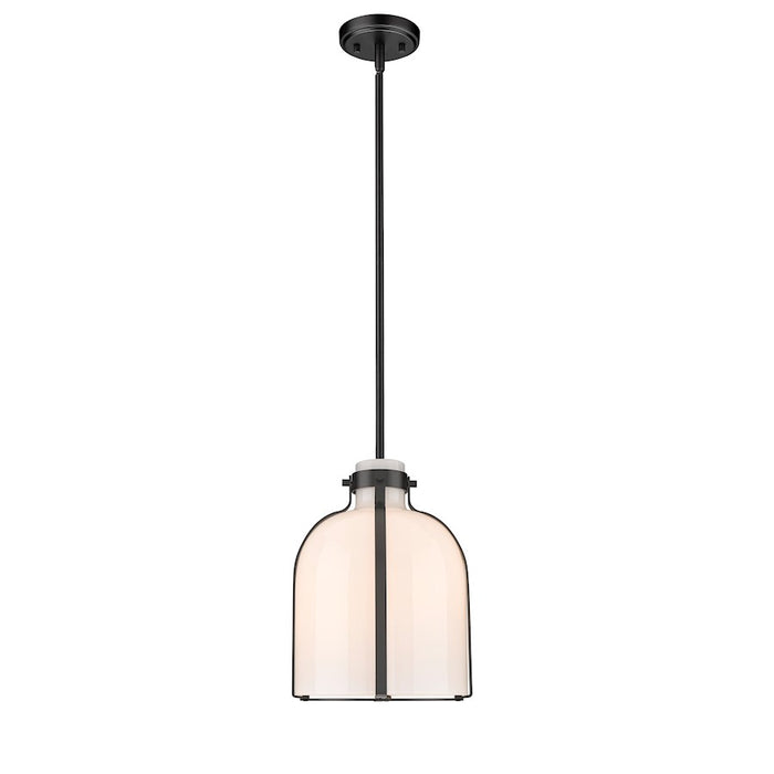 Z-Lite Pearson 1 Light 9.75" Chandelier, Matte Black/White Opal