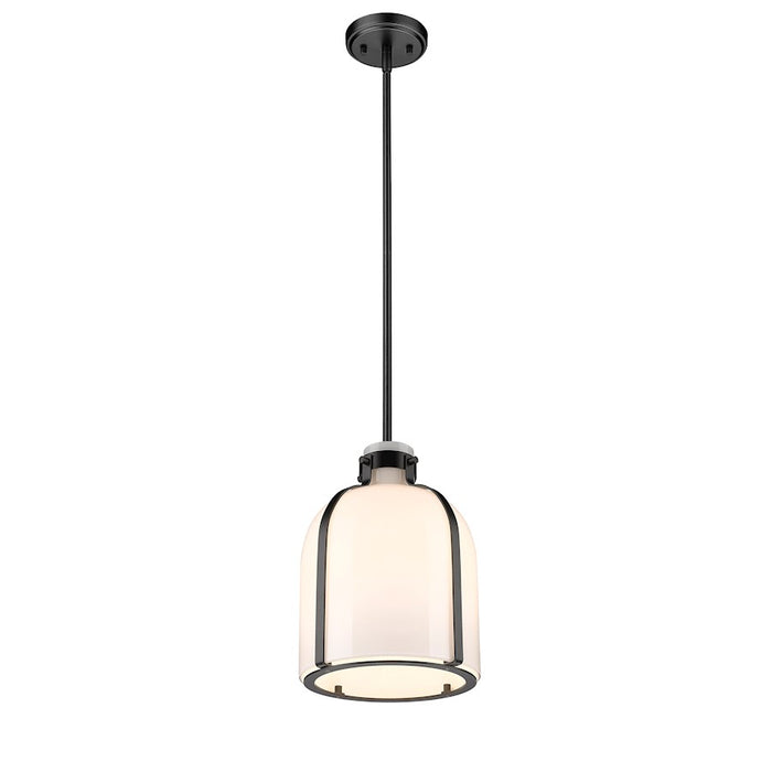 Z-Lite Pearson 1 Light 9.75" Chandelier, Matte Black/White Opal