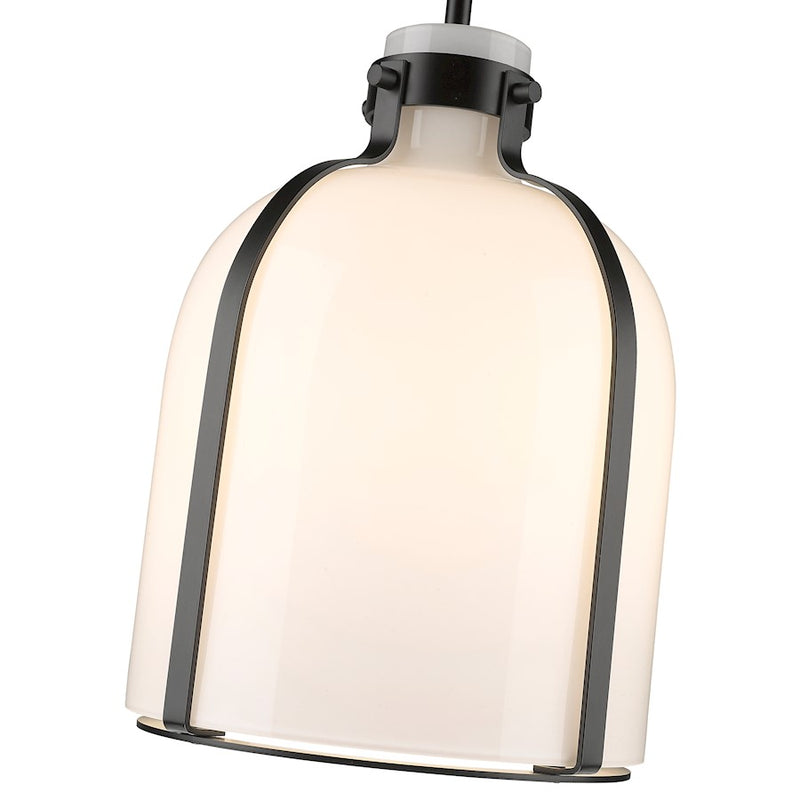 Z-Lite Pearson 1 Light 9.75" Chandelier, Matte Black/White Opal