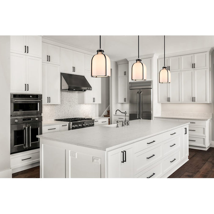 Z-Lite Pearson 1 Light 9.75" Chandelier, Matte Black/White Opal