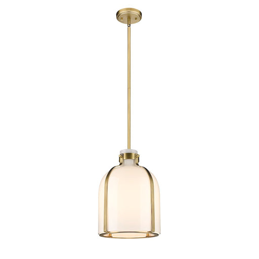 Z-Lite Pearson 1 Light 9.75" Chandelier, Rubbed Brass/White Opal - 818-9RB