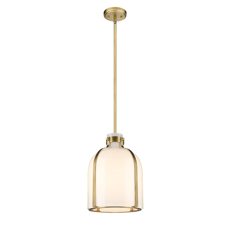 Z-Lite Pearson 1 Light 9.75" Chandelier, Rubbed Brass/White Opal