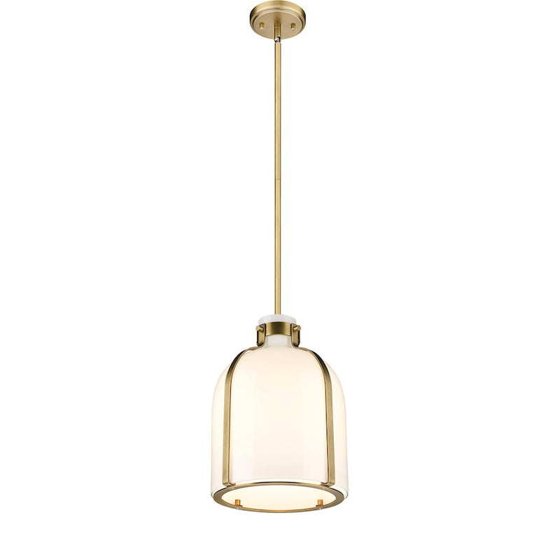 Z-Lite Pearson 1 Light 9.75" Chandelier, Rubbed Brass/White Opal