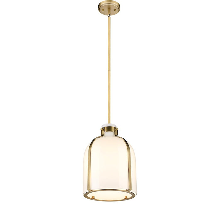 Z-Lite Pearson 1 Light 9.75" Chandelier, Rubbed Brass/White Opal
