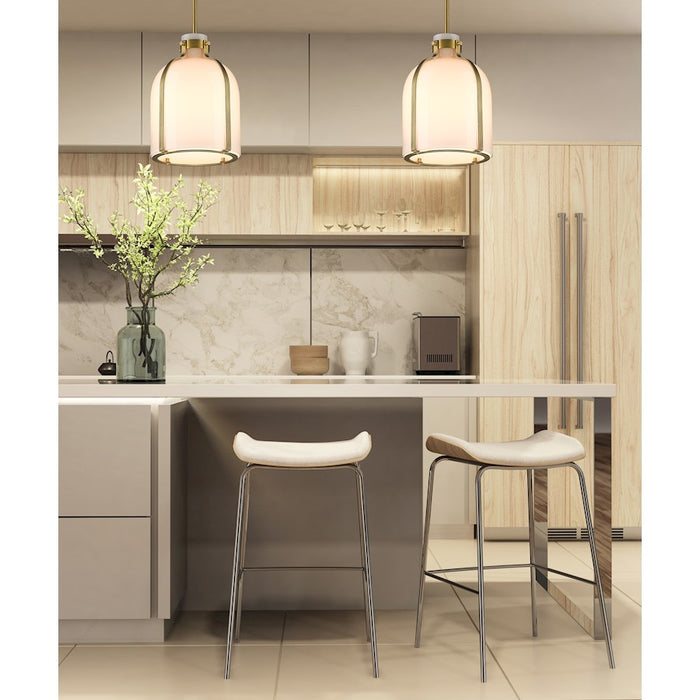 Z-Lite Pearson 1 Light 9.75" Chandelier, Rubbed Brass/White Opal