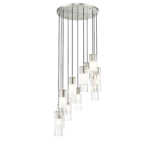 Z-Lite Alton 11 Light Chandelier, Brushed Nickel/Clear/Frosted - 824P-11R-BN