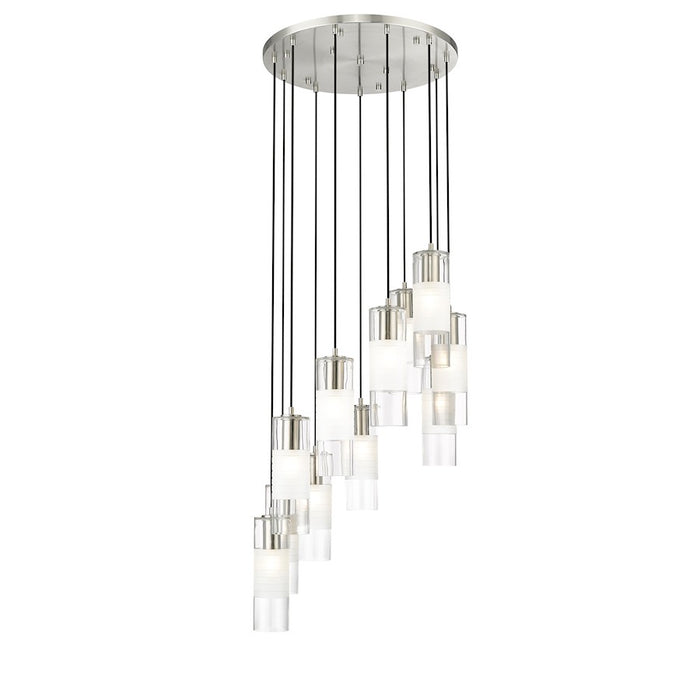 Z-Lite Alton 11 Light Chandelier, Brushed Nickel/Clear/Frosted - 824P-11R-BN