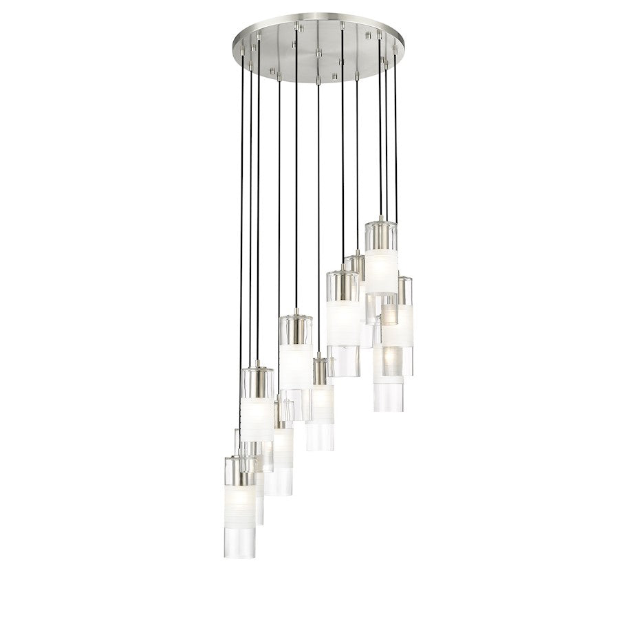 Z-Lite Alton 11 Light Chandelier, Brushed Nickel/Clear/Frosted - 824P-11R-BN