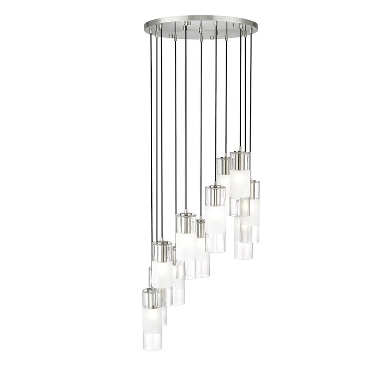 Z-Lite Alton 11 Light Chandelier, Brushed Nickel/Clear/Frosted