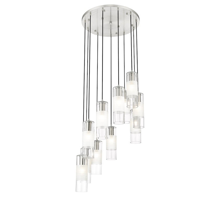 Z-Lite Alton 11 Light Chandelier, Brushed Nickel/Clear/Frosted