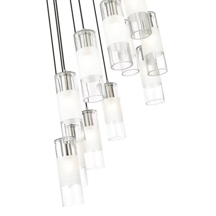 Z-Lite Alton 11 Light Chandelier, Brushed Nickel/Clear/Frosted