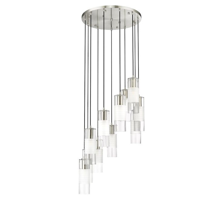 Z-Lite Alton 11 Light Chandelier, Brushed Nickel/Clear/Frosted