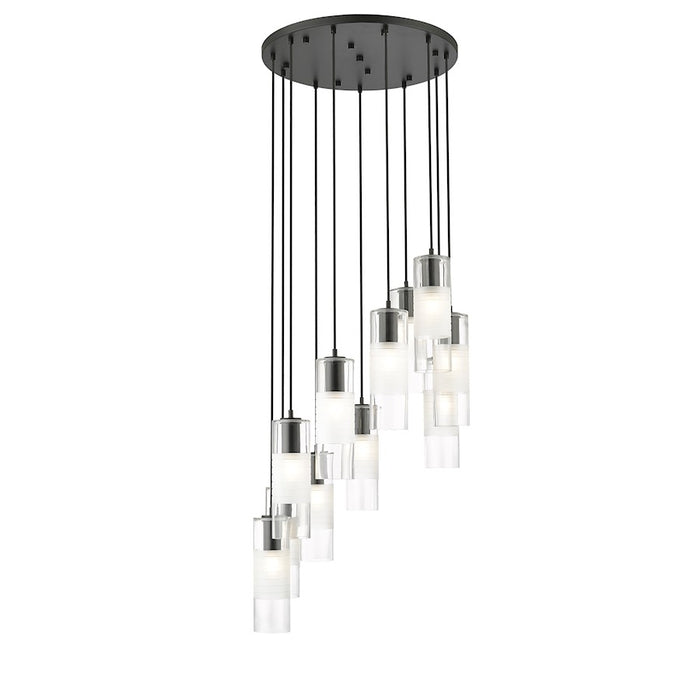 Z-Lite Alton 11 Light Chandelier, Matte Black/Clear/Frosted - 824P-11R-MB