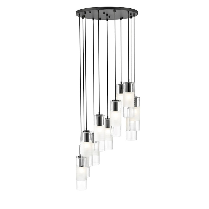 Z-Lite Alton 11 Light Chandelier, Matte Black/Clear/Frosted