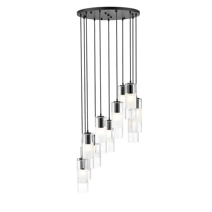 Z-Lite Alton 11 Light Chandelier, Matte Black/Clear/Frosted