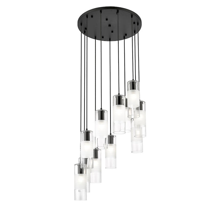 Z-Lite Alton 11 Light Chandelier, Matte Black/Clear/Frosted