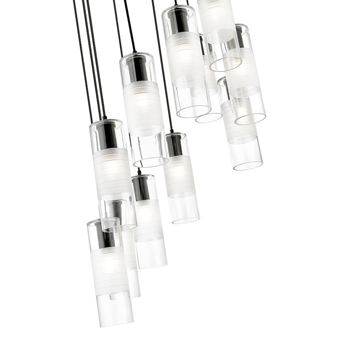 Z-Lite Alton 11 Light Chandelier, Matte Black/Clear/Frosted