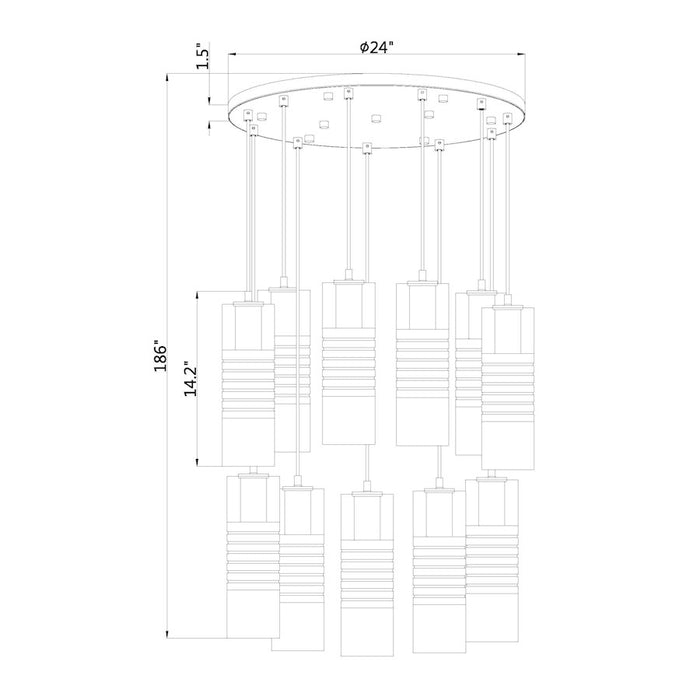 Z-Lite Alton 11 Light Chandelier, Matte Black/Clear/Frosted