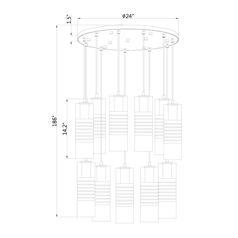 Z-Lite Alton 11 Light Chandelier, Matte Black/Clear/Frosted