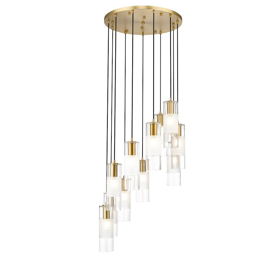 Z-Lite Alton 11 Light Chandelier, Modern Gold/Clear/Frosted - 824P-11R-MGLD