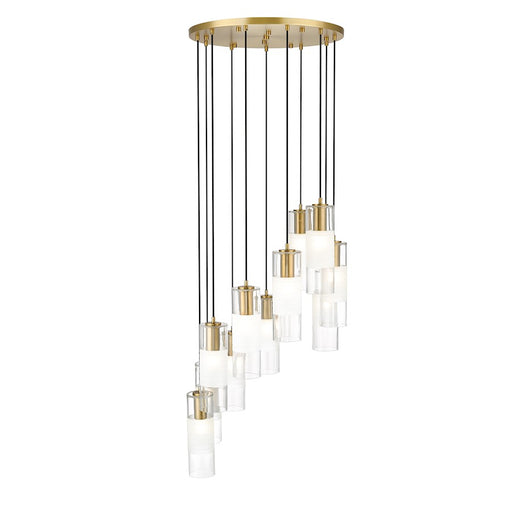 Z-Lite Alton 11 Light Chandelier, Modern Gold/Clear/Frosted