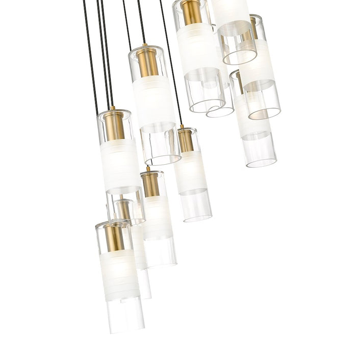 Z-Lite Alton 11 Light Chandelier, Modern Gold/Clear/Frosted