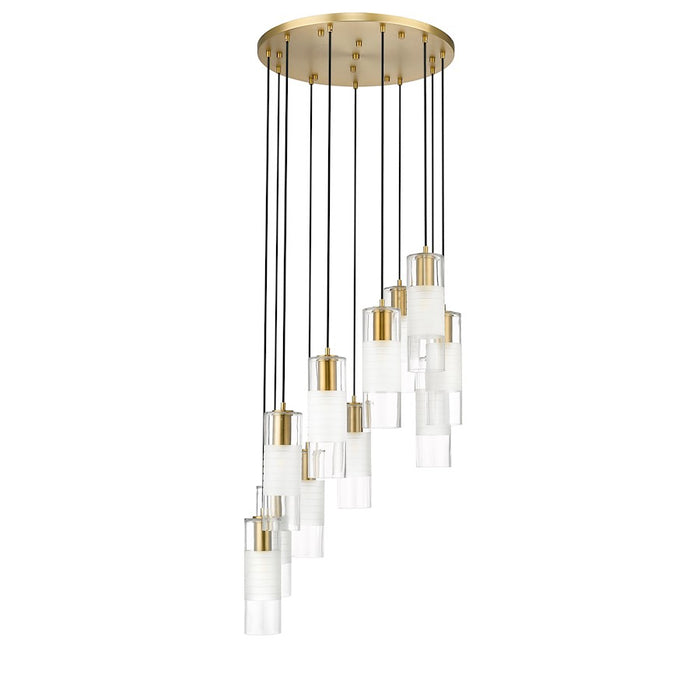 Z-Lite Alton 11 Light Chandelier, Modern Gold/Clear/Frosted