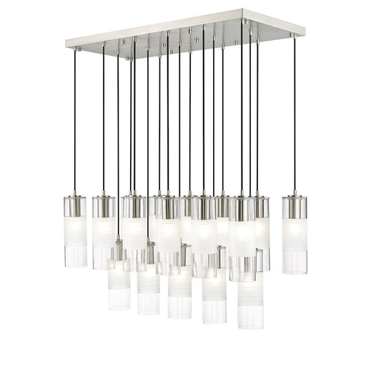 Z-Lite Alton 17 Light Linear Chandelier, Nickel/Clear/Frosted - 824P-17L-BN