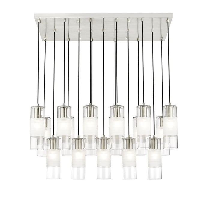 Z-Lite Alton 17 Light Linear Chandelier, Nickel/Clear/Frosted