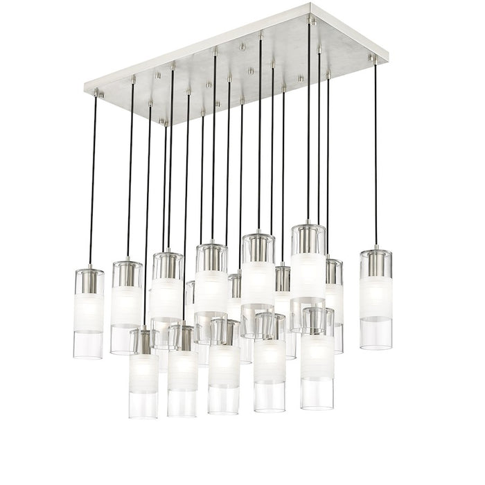 Z-Lite Alton 17 Light Linear Chandelier, Nickel/Clear/Frosted