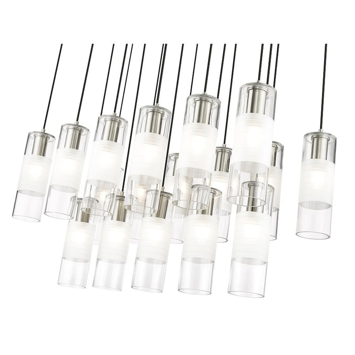 Z-Lite Alton 17 Light Linear Chandelier, Nickel/Clear/Frosted