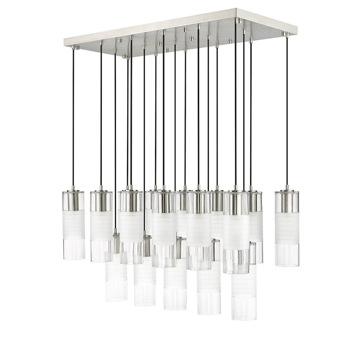 Z-Lite Alton 17 Light Linear Chandelier, Nickel/Clear/Frosted