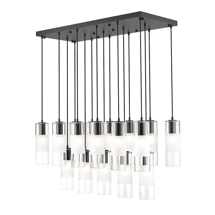 Z-Lite Alton 17 Light Linear Chandelier, Matte Black/Clear/Frosted - 824P-17L-MB