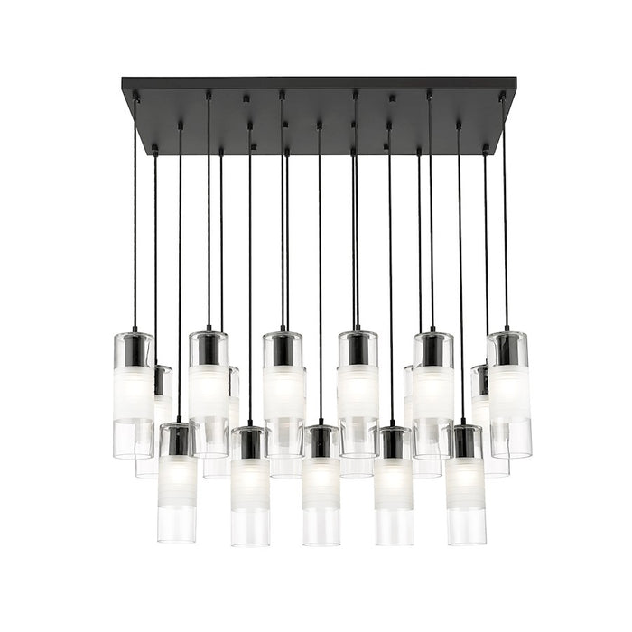 Z-Lite Alton 17 Light Linear Chandelier, Matte Black/Clear/Frosted