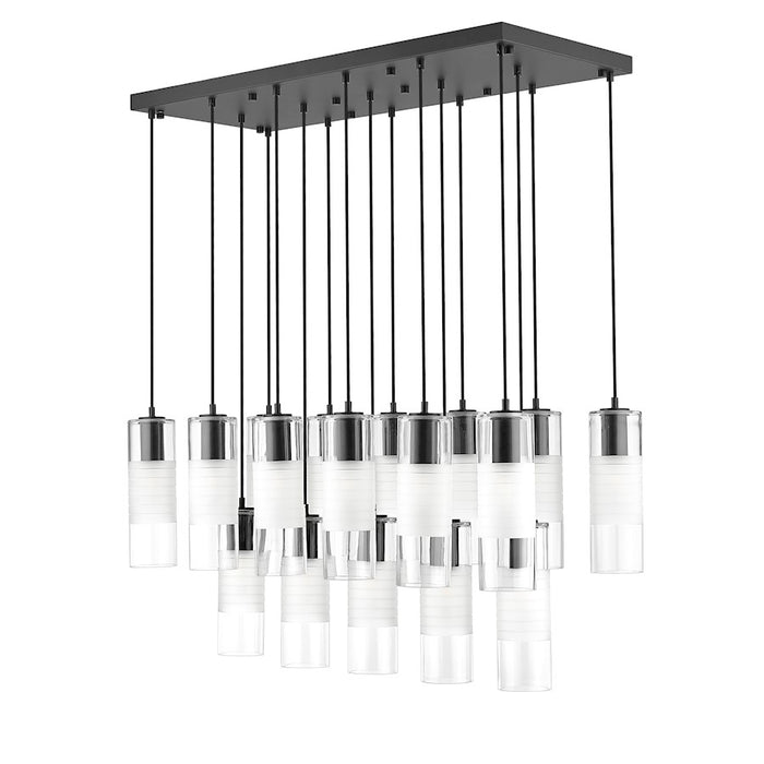 Z-Lite Alton 17 Light Linear Chandelier, Matte Black/Clear/Frosted