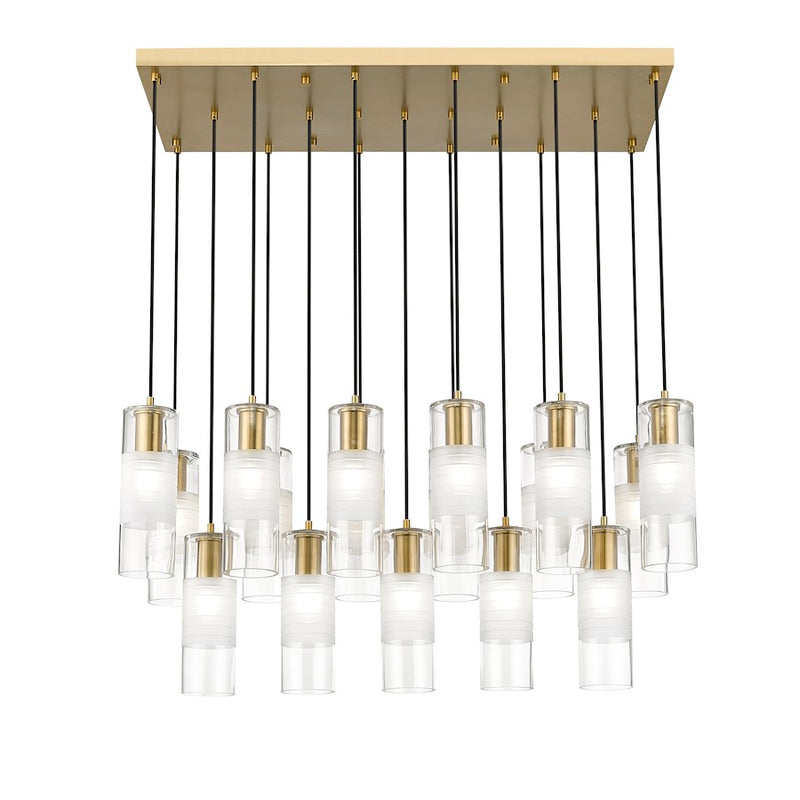 Z-Lite Alton 17 Light Linear Chandelier, Gold/Clear/Frosted