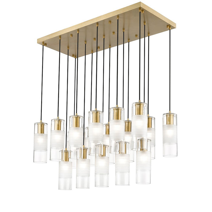 Z-Lite Alton 17 Light Linear Chandelier, Gold/Clear/Frosted