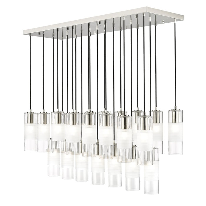 Z-Lite Alton 23 Light Linear Chandelier, Nickel/Clear/Frosted - 824P-23L-BN