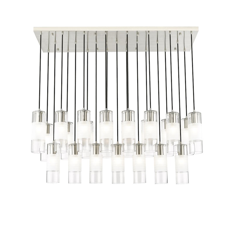 Z-Lite Alton 23 Light Linear Chandelier, Nickel/Clear/Frosted