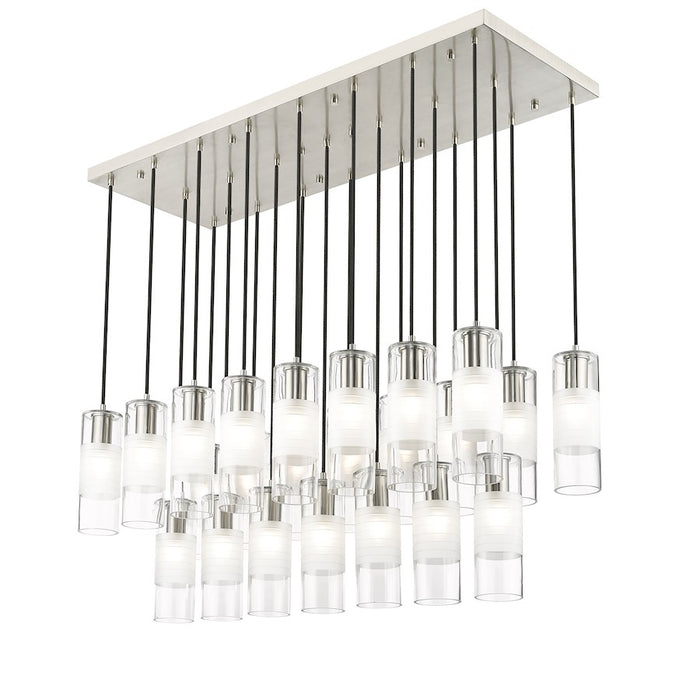 Z-Lite Alton 23 Light Linear Chandelier, Nickel/Clear/Frosted