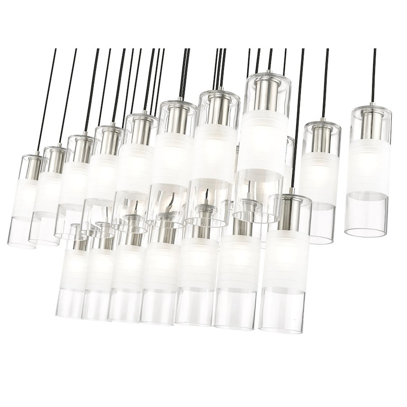 Z-Lite Alton 23 Light Linear Chandelier, Nickel/Clear/Frosted