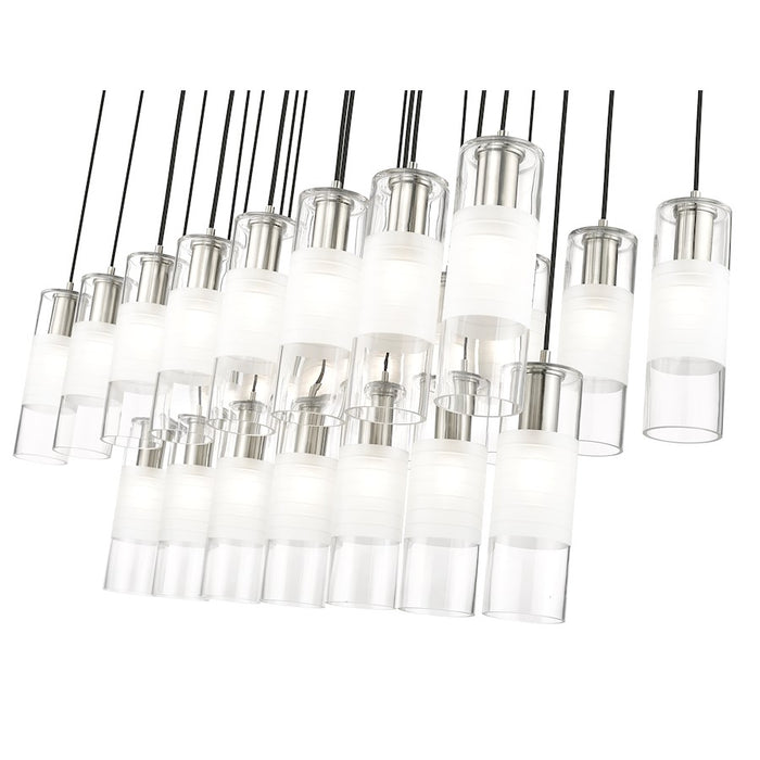 Z-Lite Alton 23 Light Linear Chandelier, Nickel/Clear/Frosted