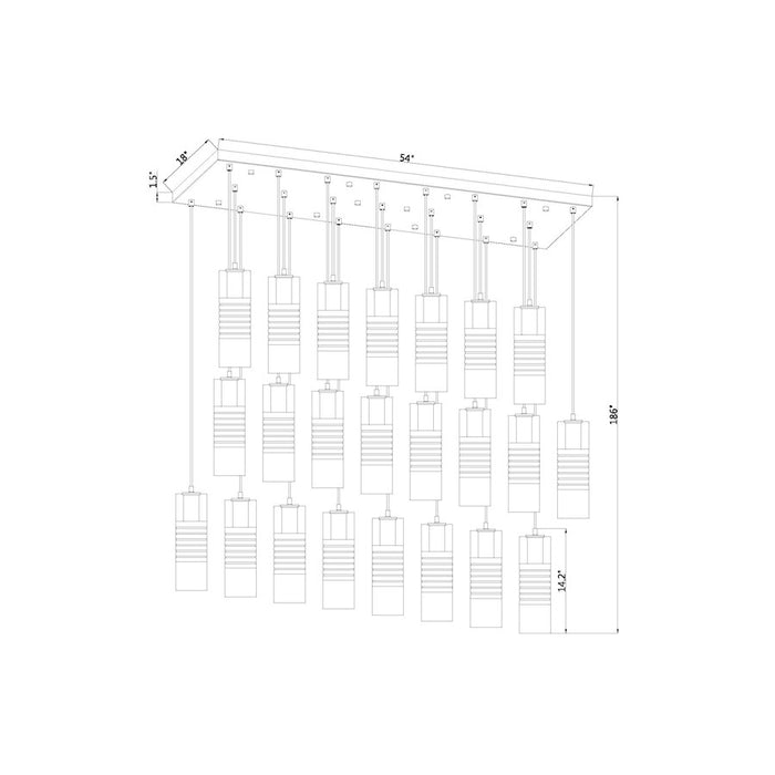 Z-Lite Alton 23 Light Linear Chandelier, Nickel/Clear/Frosted