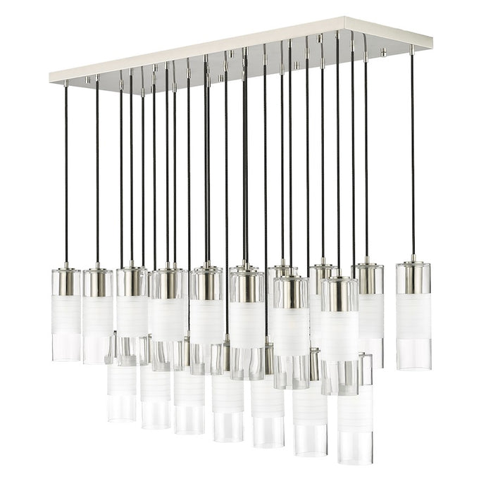 Z-Lite Alton 23 Light Linear Chandelier, Nickel/Clear/Frosted