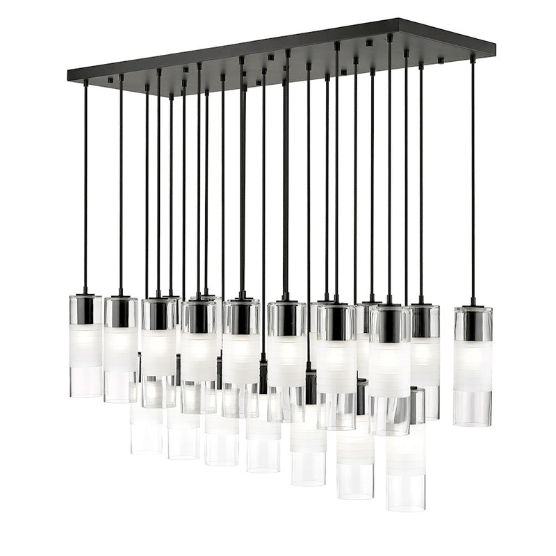 Z-Lite Alton 23 Light Linear Chandelier, Matte Black/Clear/Frosted - 824P-23L-MB
