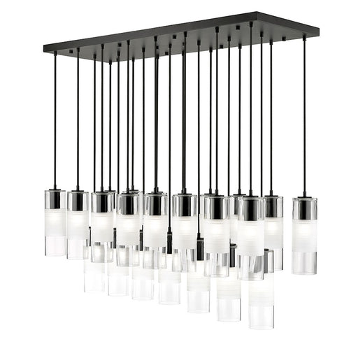 Z-Lite Alton 23 Light Linear Chandelier, Matte Black/Clear/Frosted - 824P-23L-MB