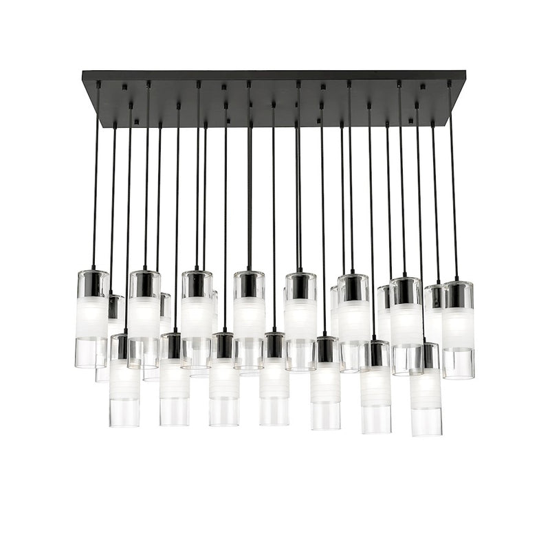 Z-Lite Alton 23 Light Linear Chandelier, Matte Black/Clear/Frosted
