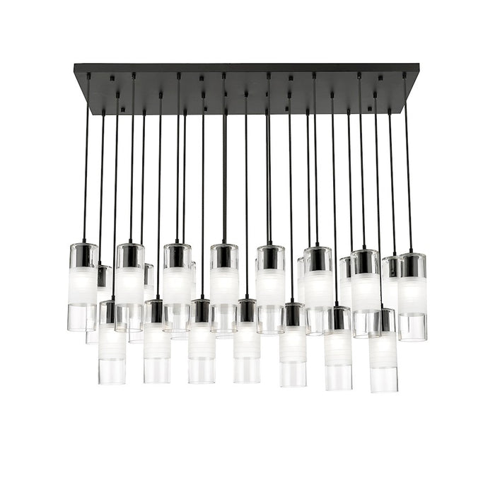 Z-Lite Alton 23 Light Linear Chandelier, Matte Black/Clear/Frosted