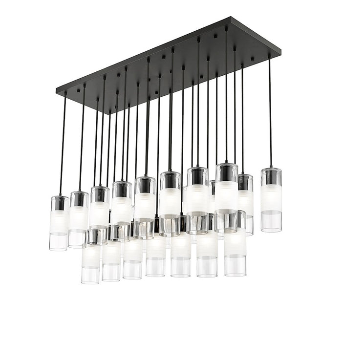 Z-Lite Alton 23 Light Linear Chandelier, Matte Black/Clear/Frosted